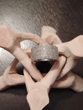 Pave Diamond Band Ring In 925 Sterling Silver